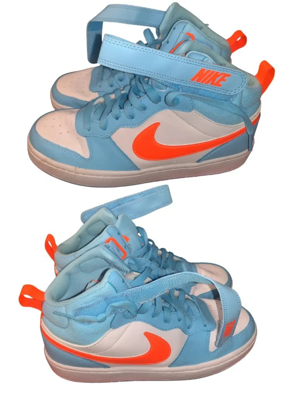 Nike Court Borough Mid 2 GS Blue Total Orange HF4791-4071  US 7Y - Pre-Loved